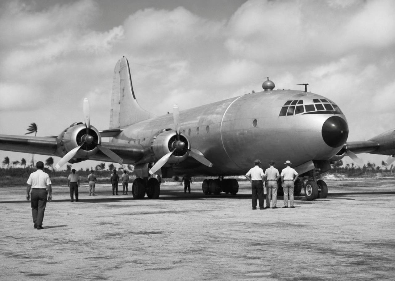 Archival photograph of a transport aircraft from the early years of National Jets
